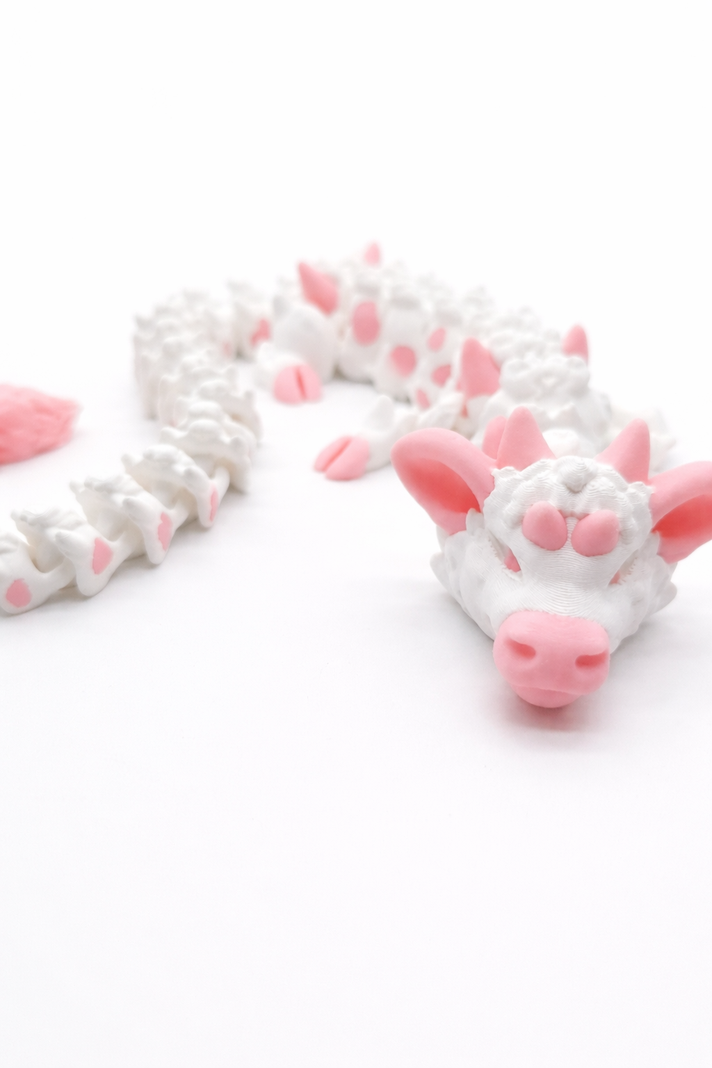 Articulated Cow Dragon 3D Printed Flexi Toy – Flexible Fidget Desk Toy