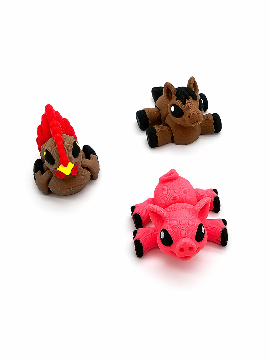 Green Farm Egg with 6 Mini Farm Animal Figurines – 3D Printed PLA Collectible Set – Horse, Pig, Chicken, Rooster, Cow & Llama – Decorative Display & Gift Set