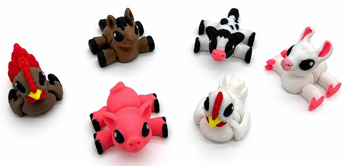 Green Farm Egg with 6 Mini Farm Animal Figurines – 3D Printed PLA Collectible Set – Horse, Pig, Chicken, Rooster, Cow & Llama – Decorative Display & Gift Set