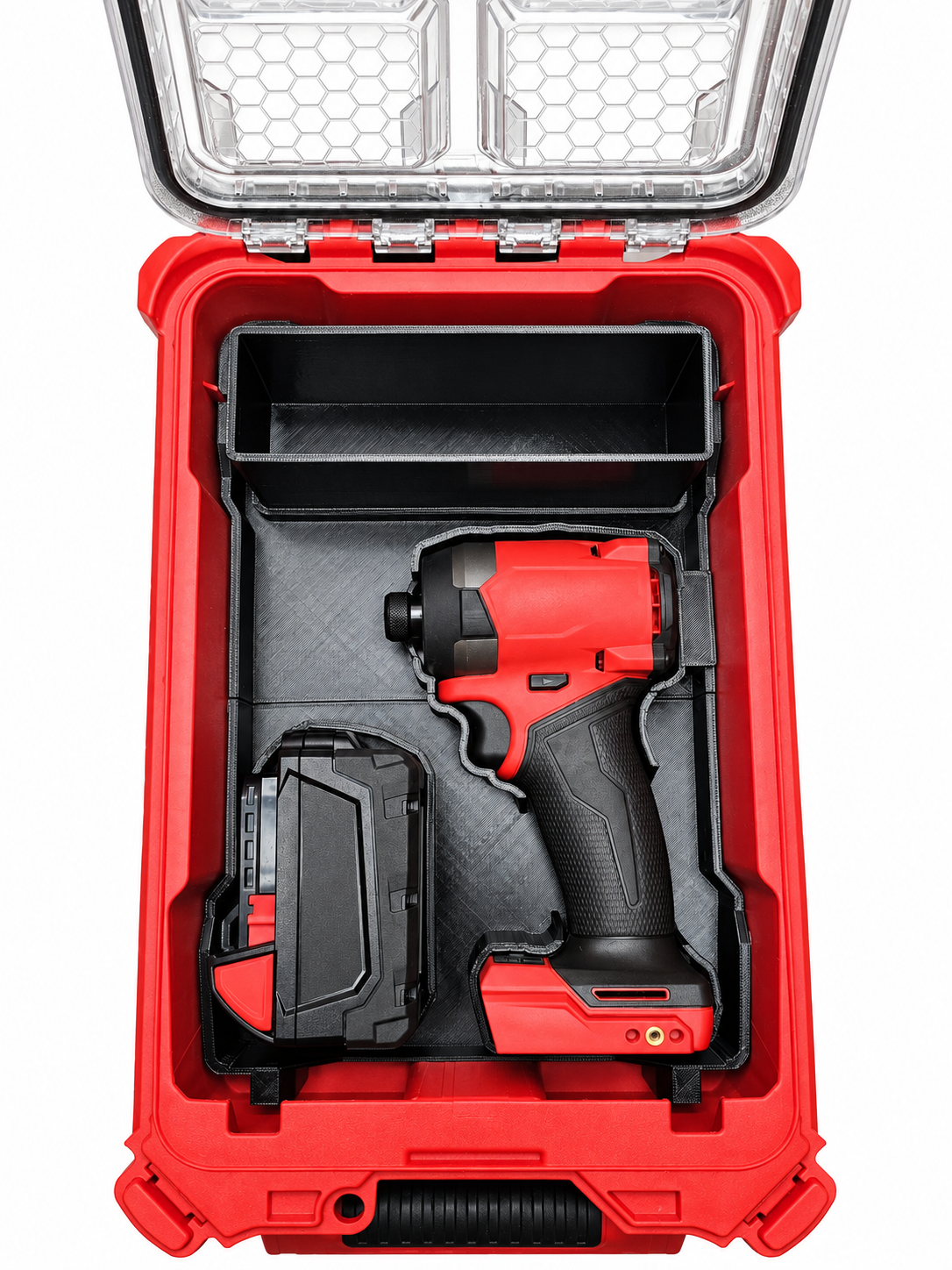 Milwaukee M18 FUEL Impact Driver Organizer Insert, Battery Storage, AirTag Pocket (3D Printed)