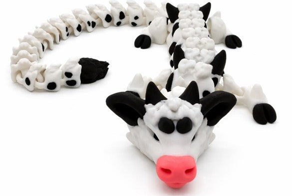 Articulated Cow Dragon 3D Printed Flexi Toy – Flexible Fidget Desk Toy