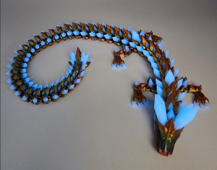 Crystal Dragon with Egg – Glow in The Dark Articulated 3D Printed Dragon, Flexible Fidget Desk Decor, Fantasy Collectible Display, Unique Gift for Dragon Lovers
